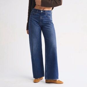 Abercrombie & Fitch High-Rise Wide Leg Jeans in Classic Blue Denim